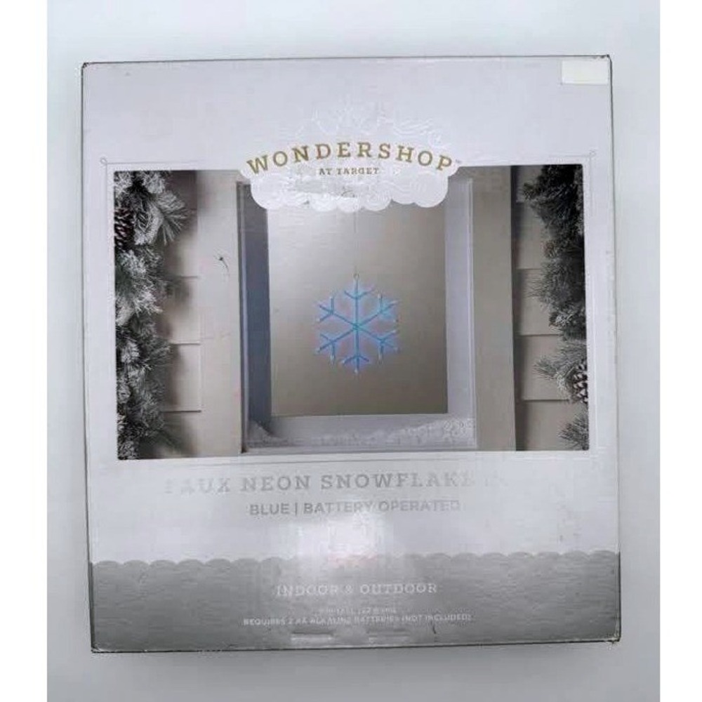 New in Box Wondershop LED Neon Blue Snowflake Light Sign Battery Operated Timer - Picture 2 of 6